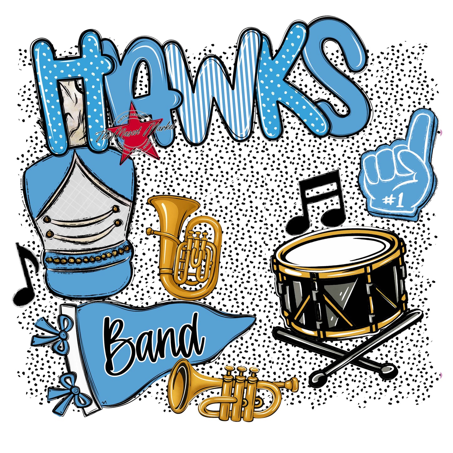 Hawks Band Spirit-Carolina Blue