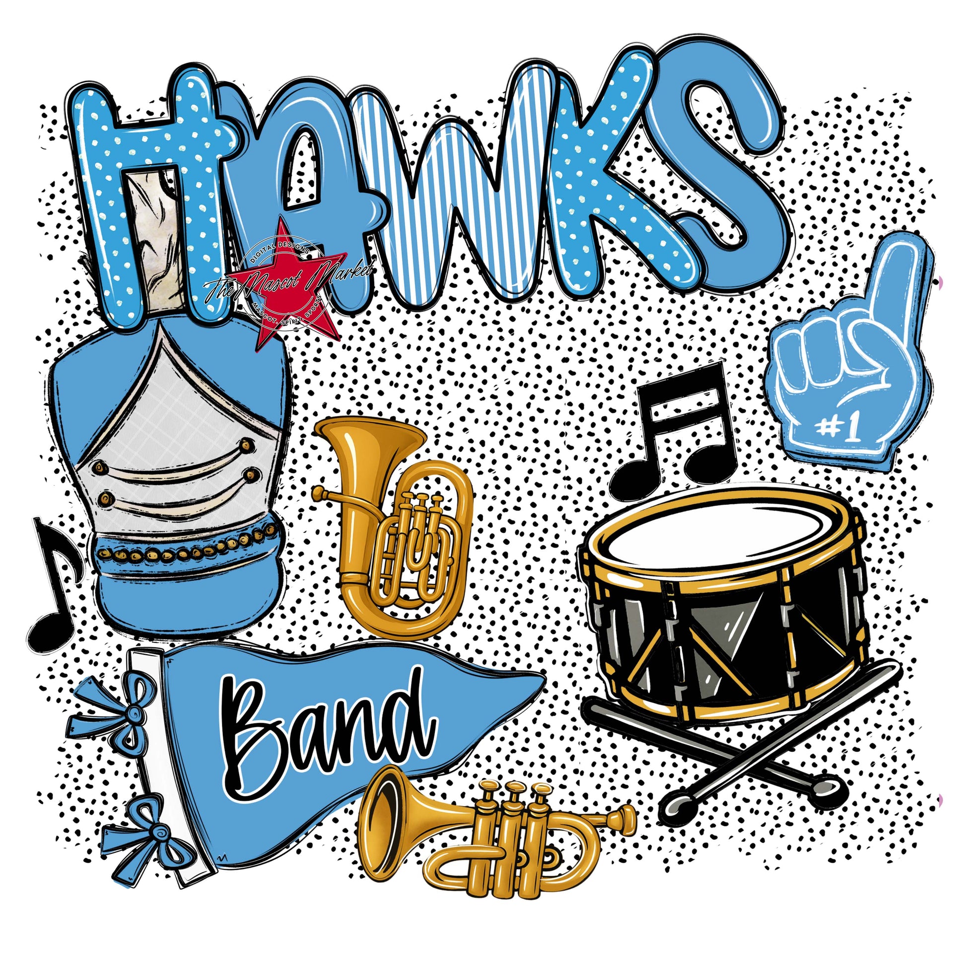 Hawks Band Spirit-Carolina Blue