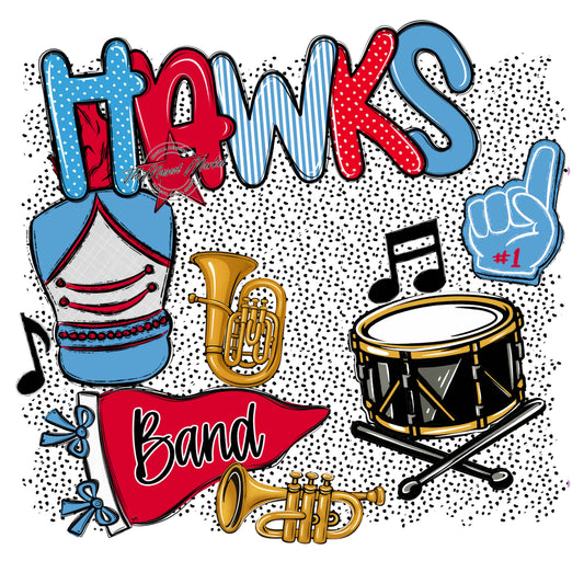 Hawks Band Spirit-Carolina Blue & Red