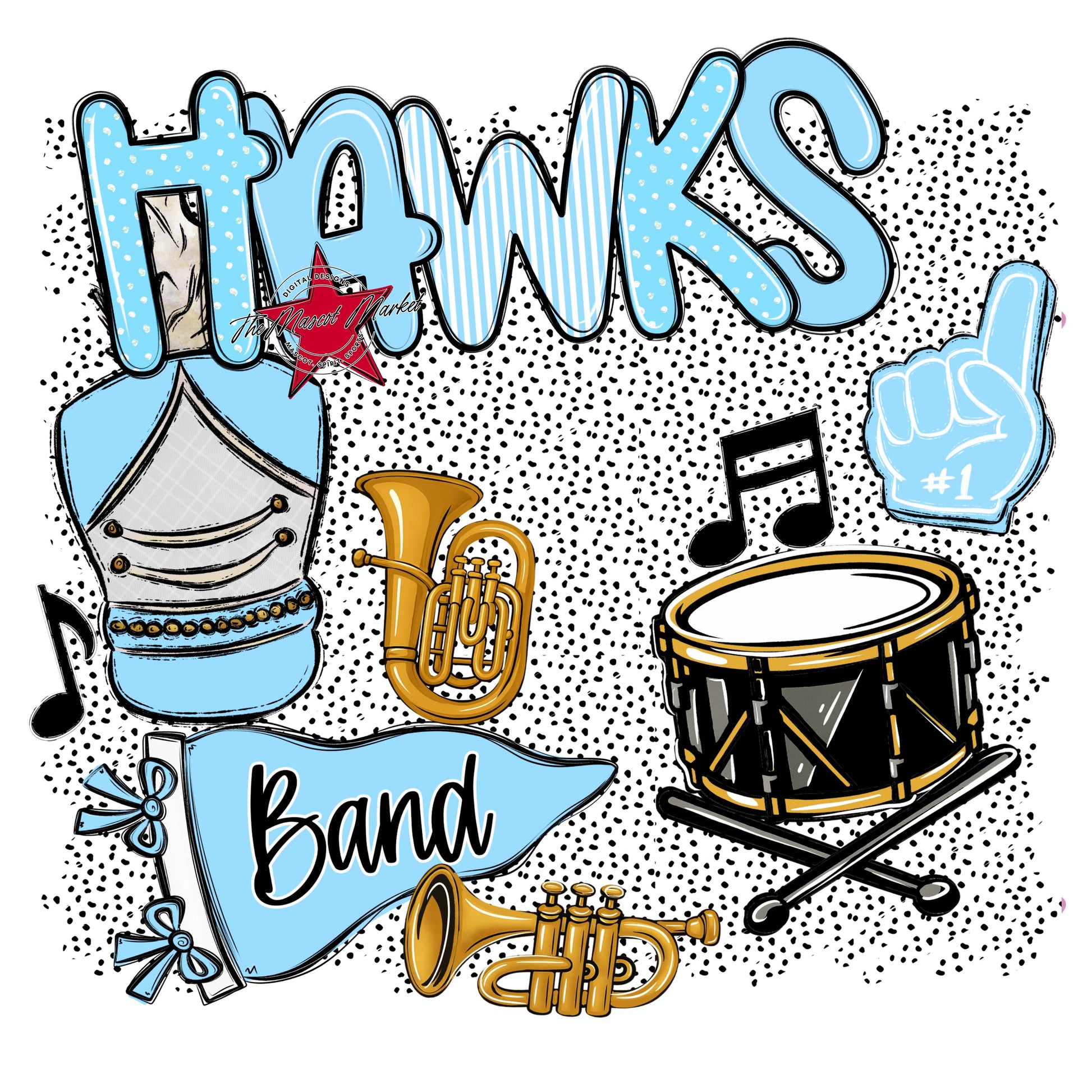Hawks Band Spirit-Columbia Blue
