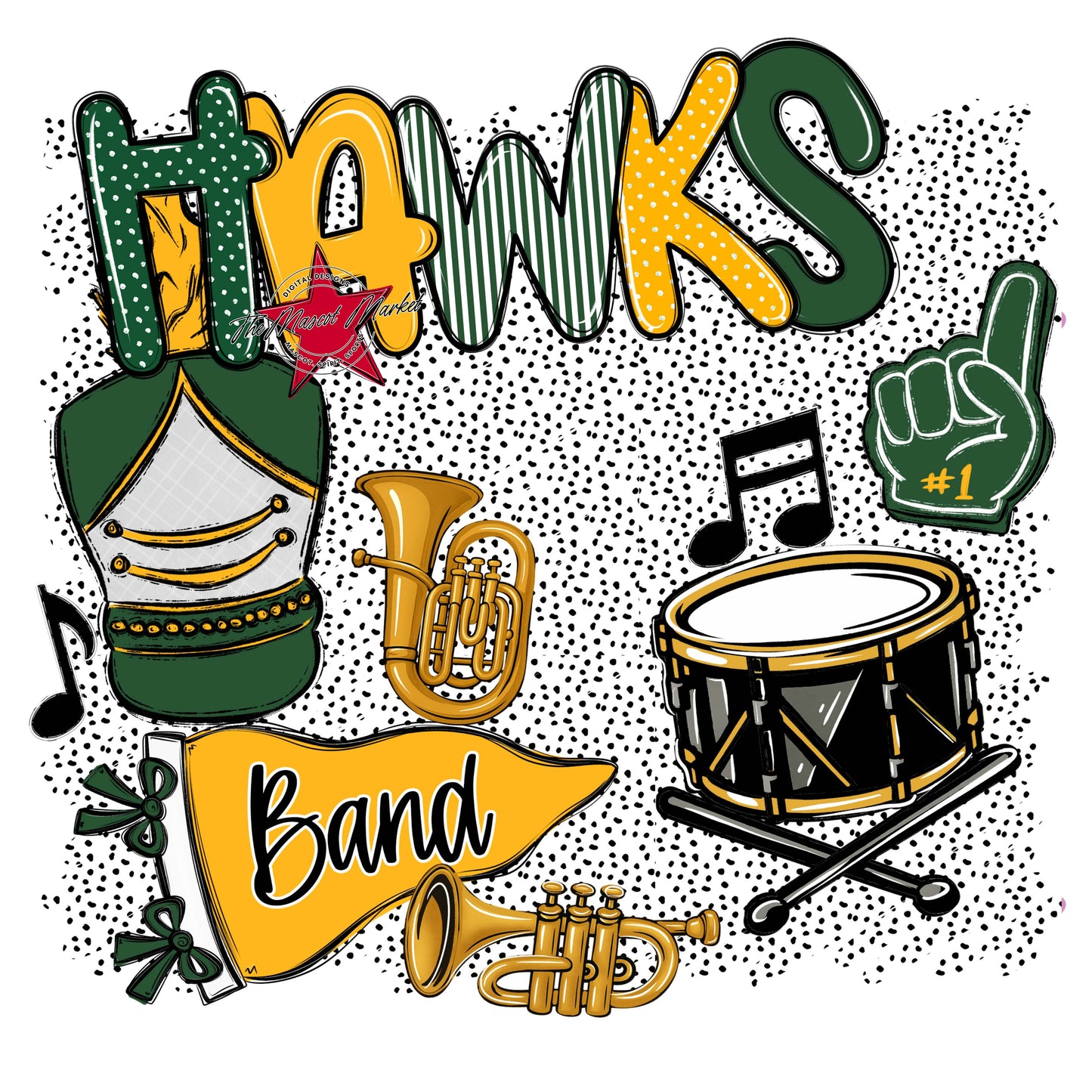 Hawks Band Spirit-Green & Yellow