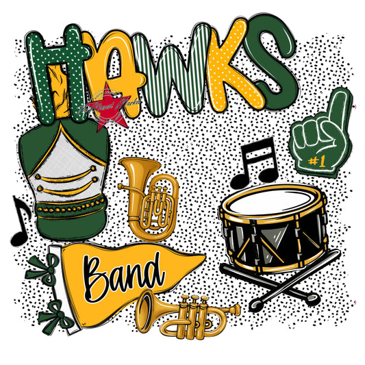 Hawks Band Spirit-Green & Yellow