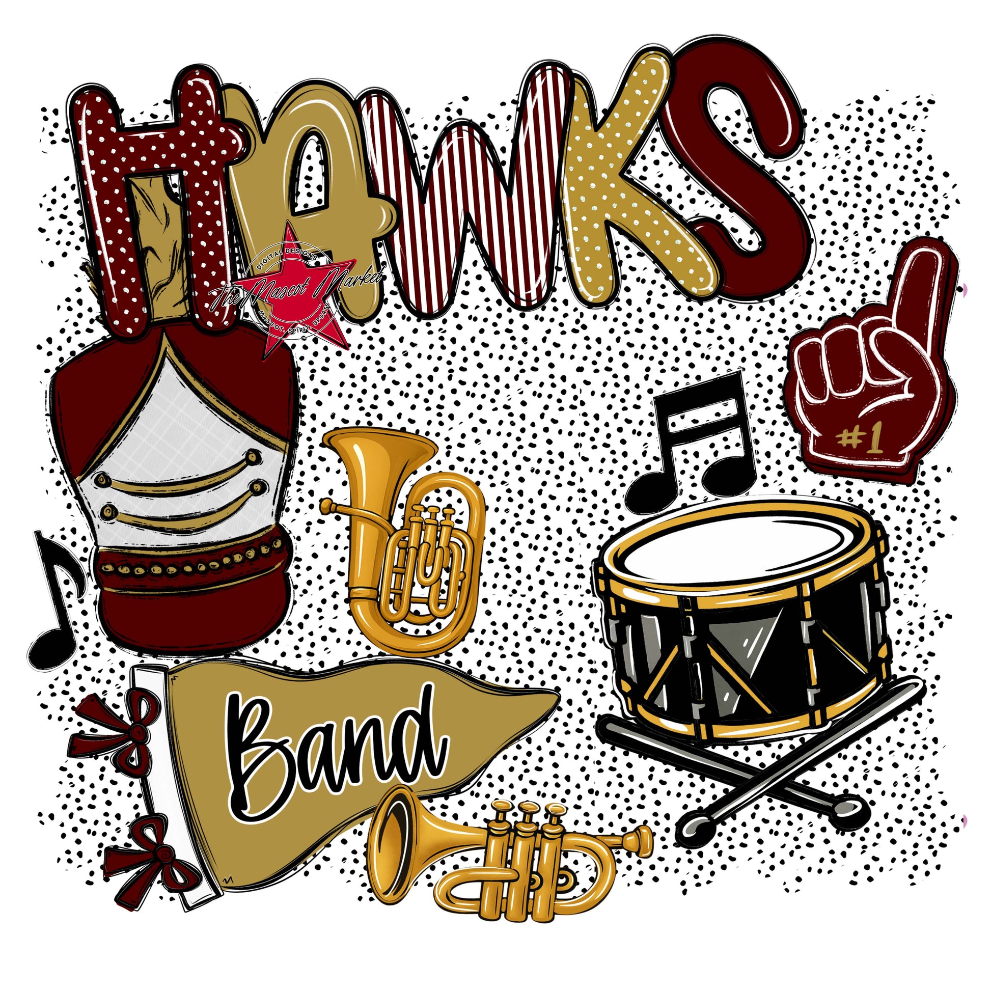 Hawks Band Spirit-Maroon & Gold