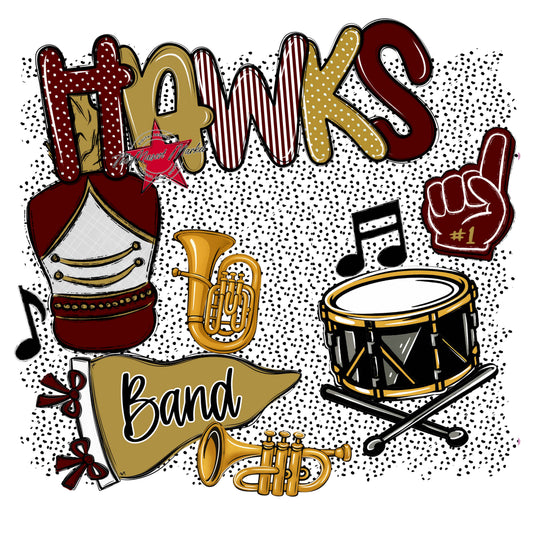 Hawks Band Spirit-Maroon & Gold