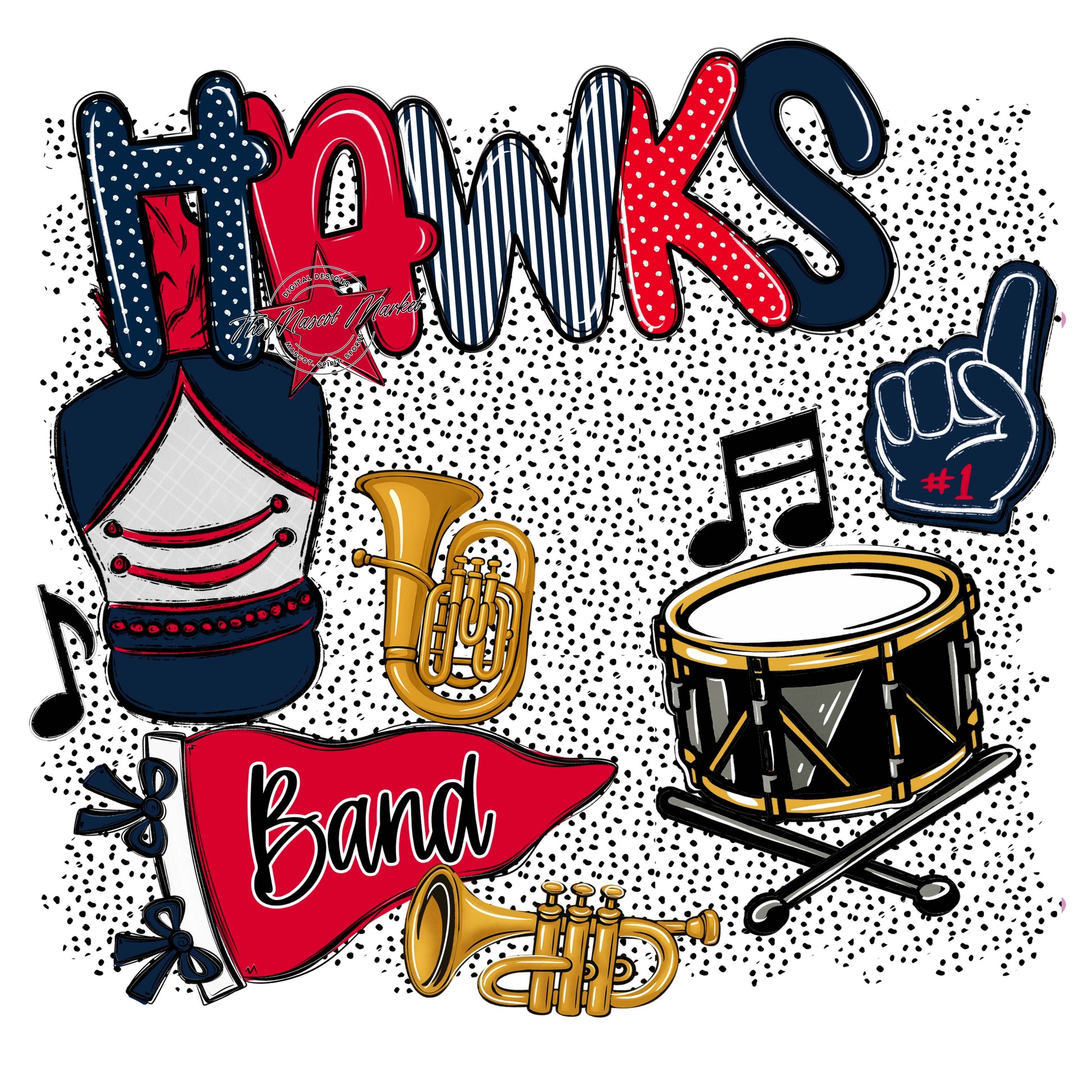 Hawks Band Spirit-Navy & Red