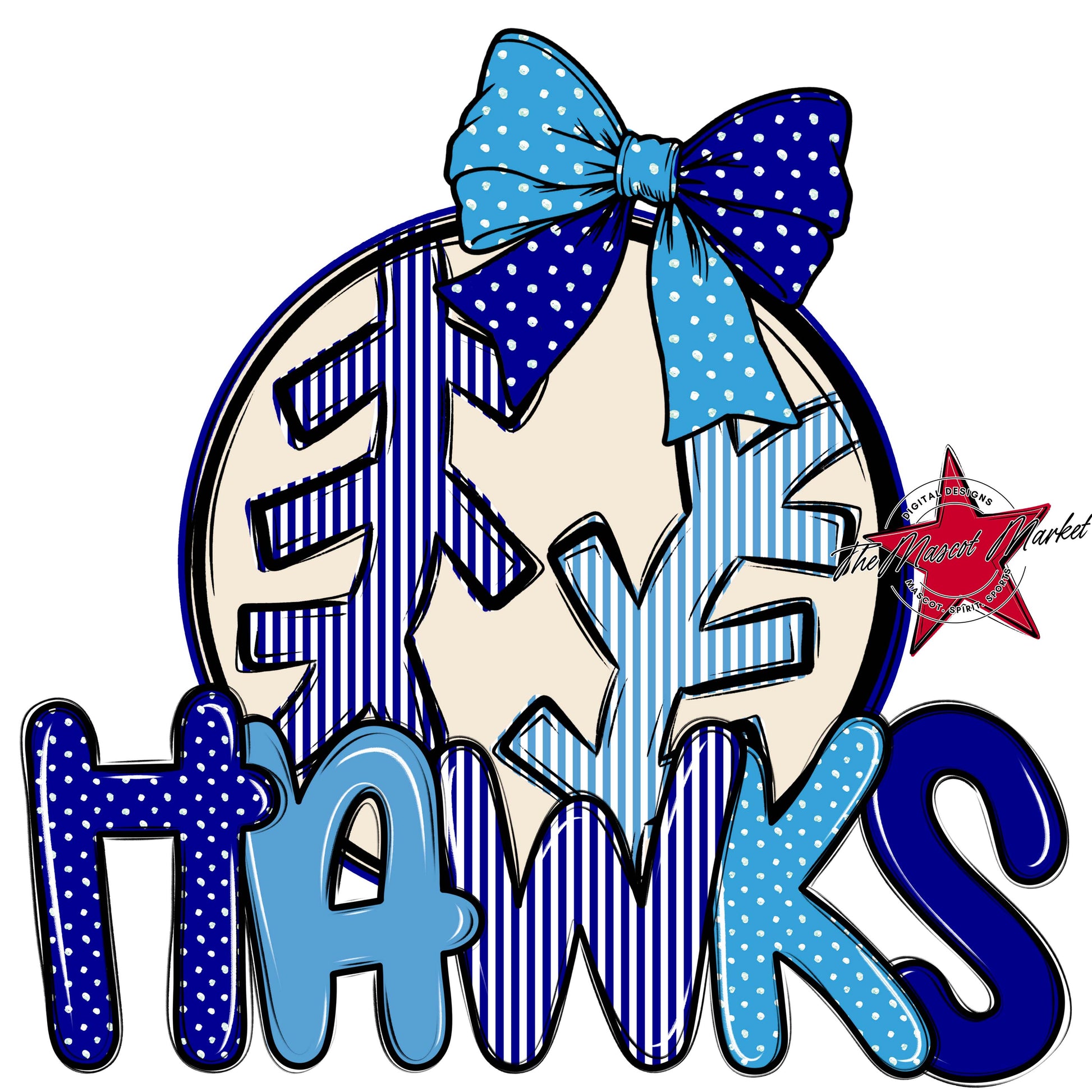 Hawks Baseball-Softball Spirit Design-Blue & Carolina Blue