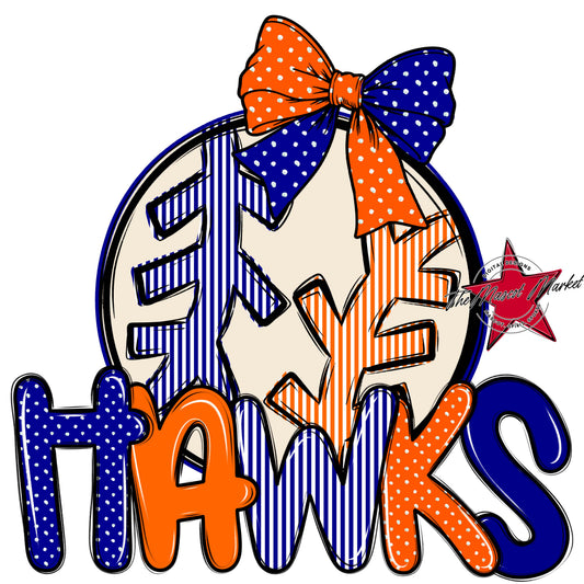 Hawks Baseball-Softball Spirit Design-Blue & Orange