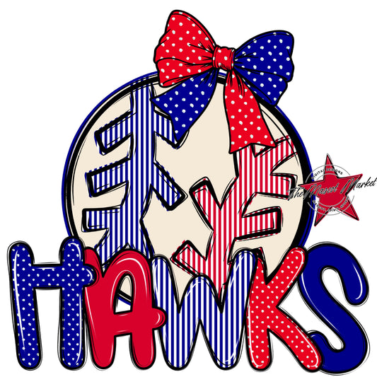 Hawks Baseball-Softball Spirit Design-Blue & Red