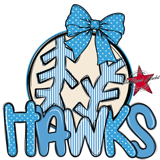 Hawks Baseball-Softball Spirit Design-Carolina Blue