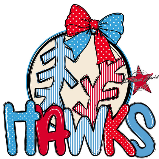 Hawks Baseball-Softball Spirit Design-Carolina Blue & Red