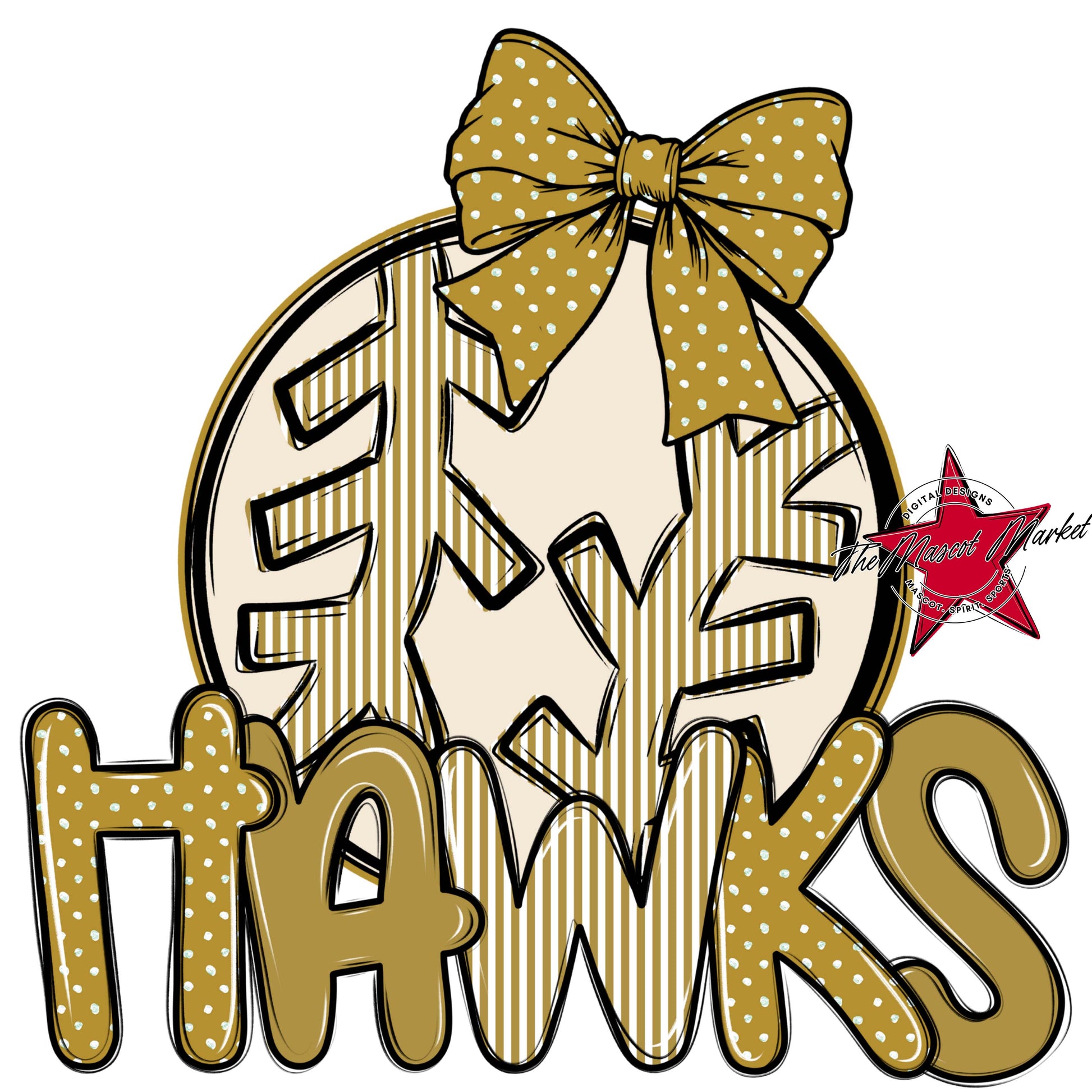 Hawks Baseball-Softball Spirit Design-Gold