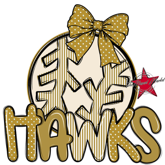 Hawks Baseball-Softball Spirit Design-Gold