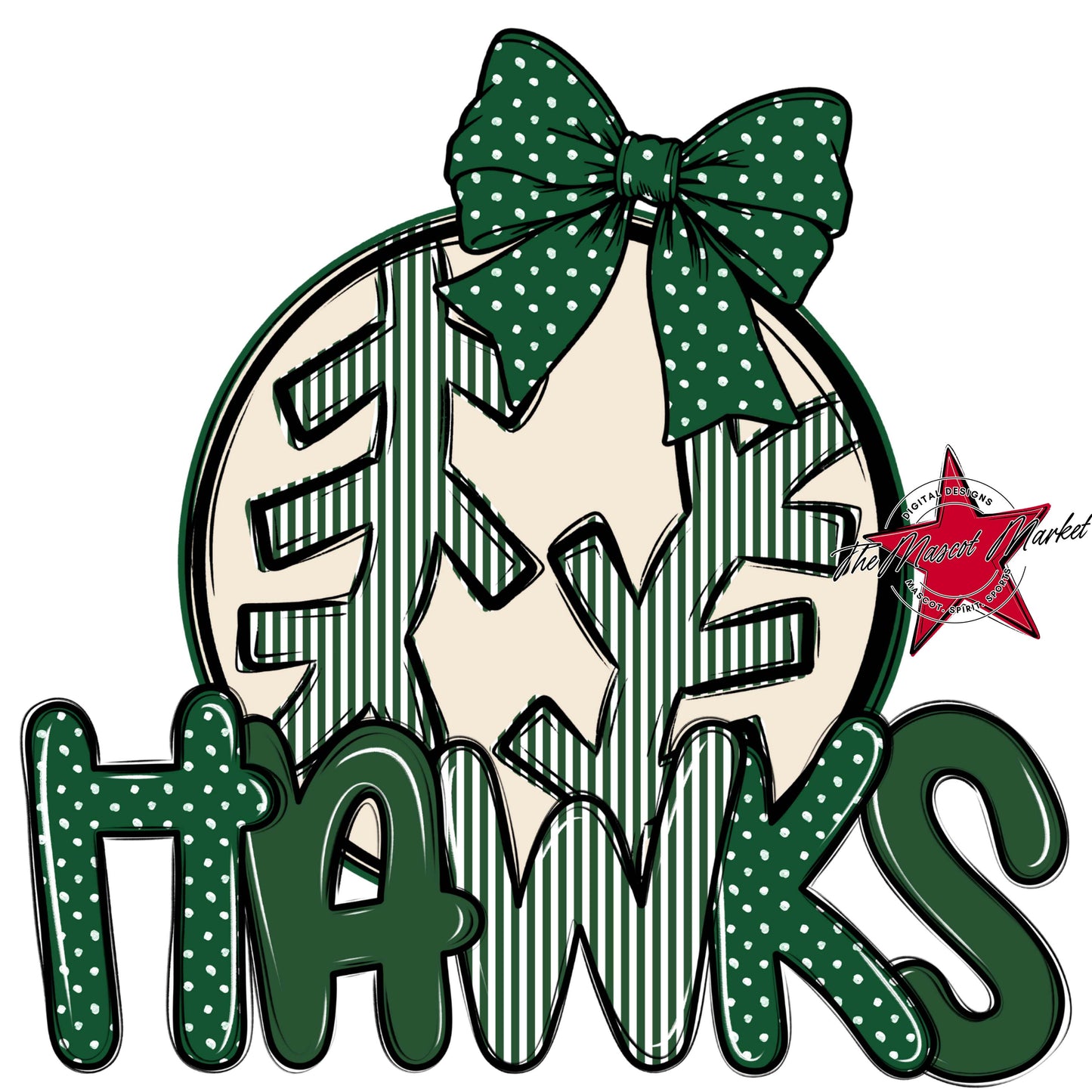 Hawks Baseball-Softball Spirit Design-Green