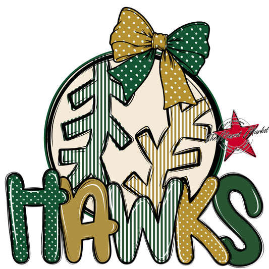 Hawks Baseball-Softball Spirit Design-Green & Gold