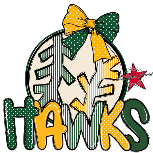 Hawks Baseball-Softball Spirit Design-Green & Yellow