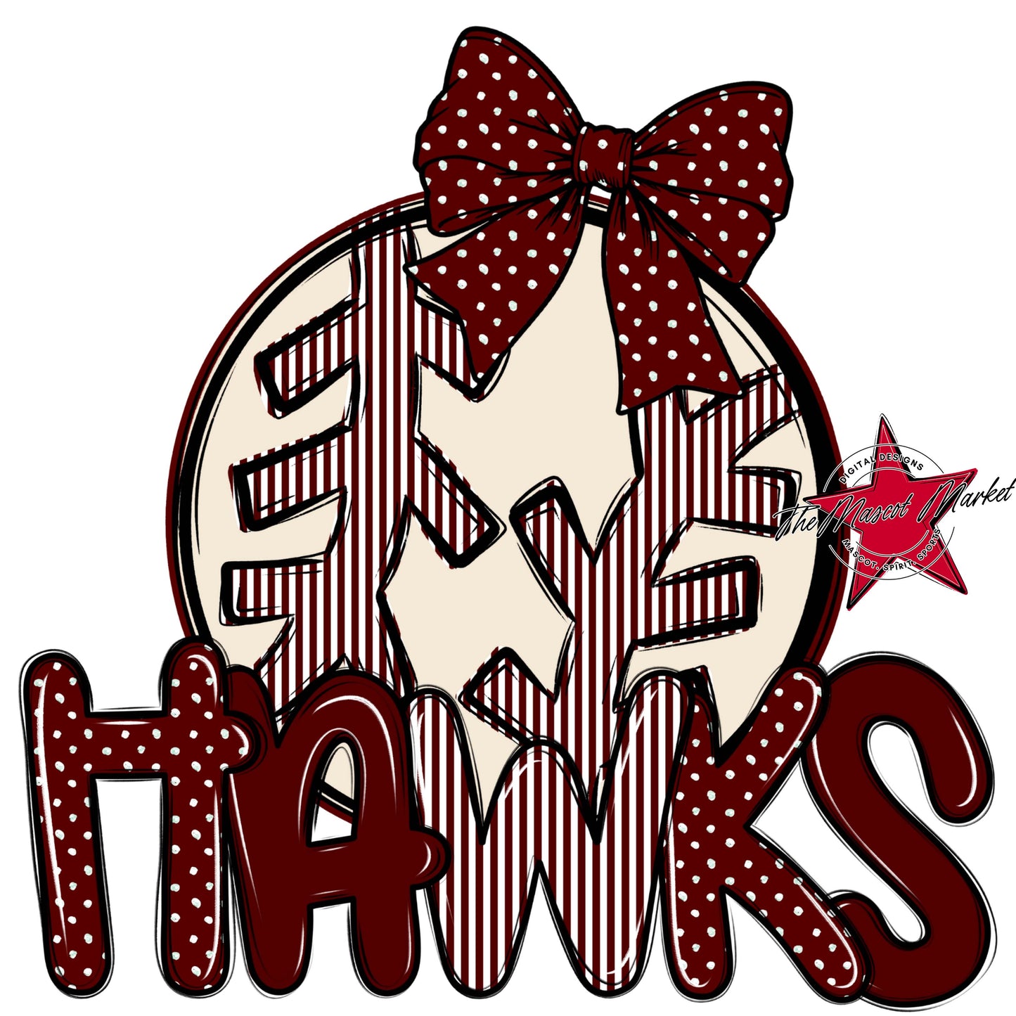 Hawks Baseball-Softball Spirit Design-Maroon
