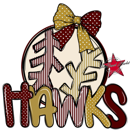 Hawks Baseball-Softball Spirit Design-Maroon & Gold