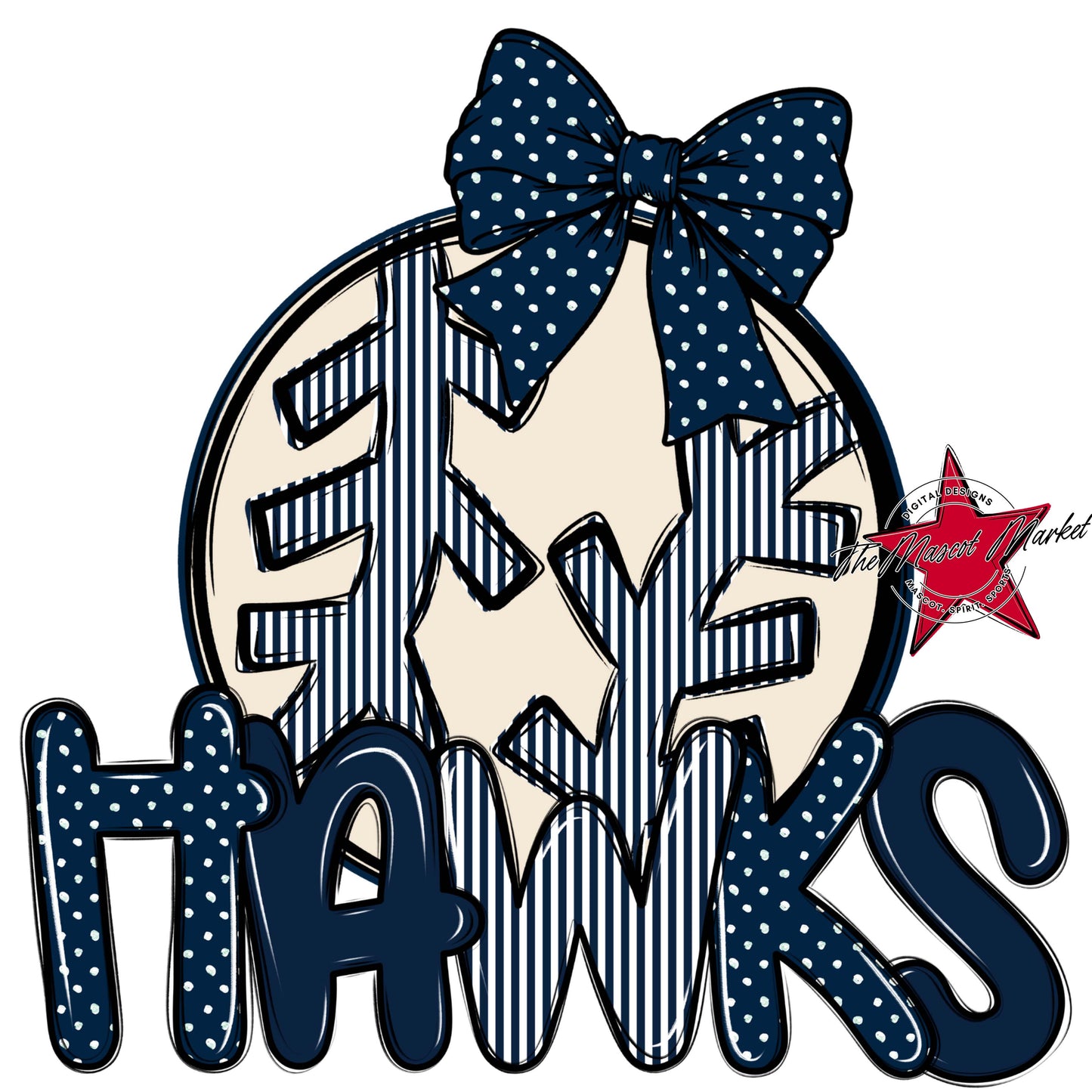 Hawks Baseball-Softball Spirit Design-Navy