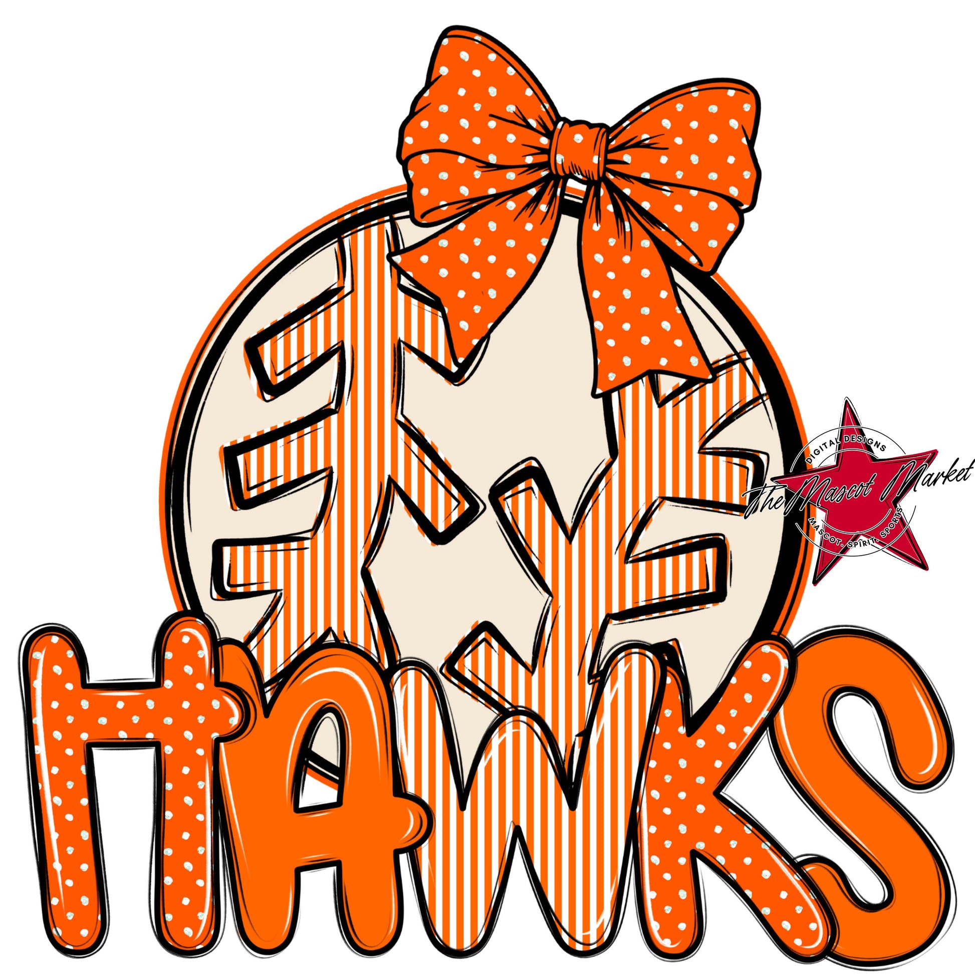 Hawks Baseball-Softball Spirit Design-Orange