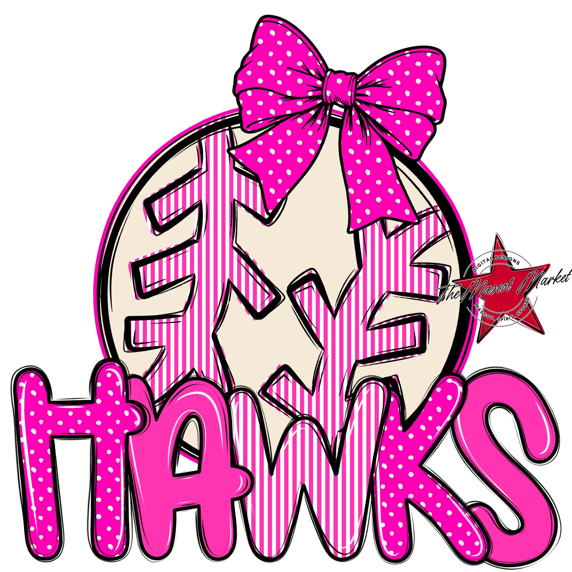 Hawks Baseball-Softball Spirit Design-Pink