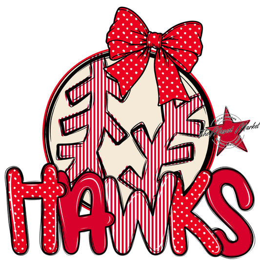 Hawks Baseball-Softball Spirit Design-Red