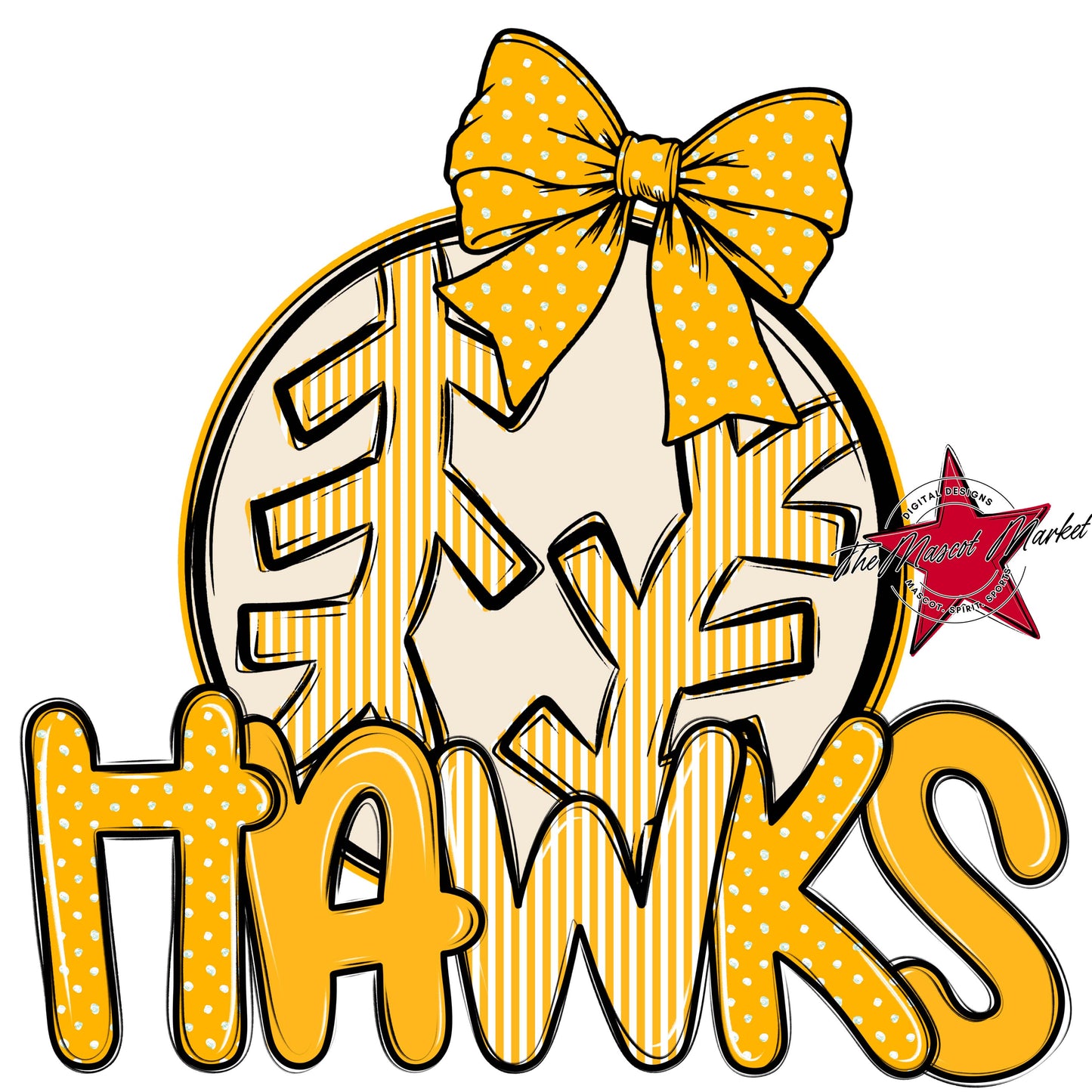 Hawks Baseball-Softball Spirit Design-Yellow