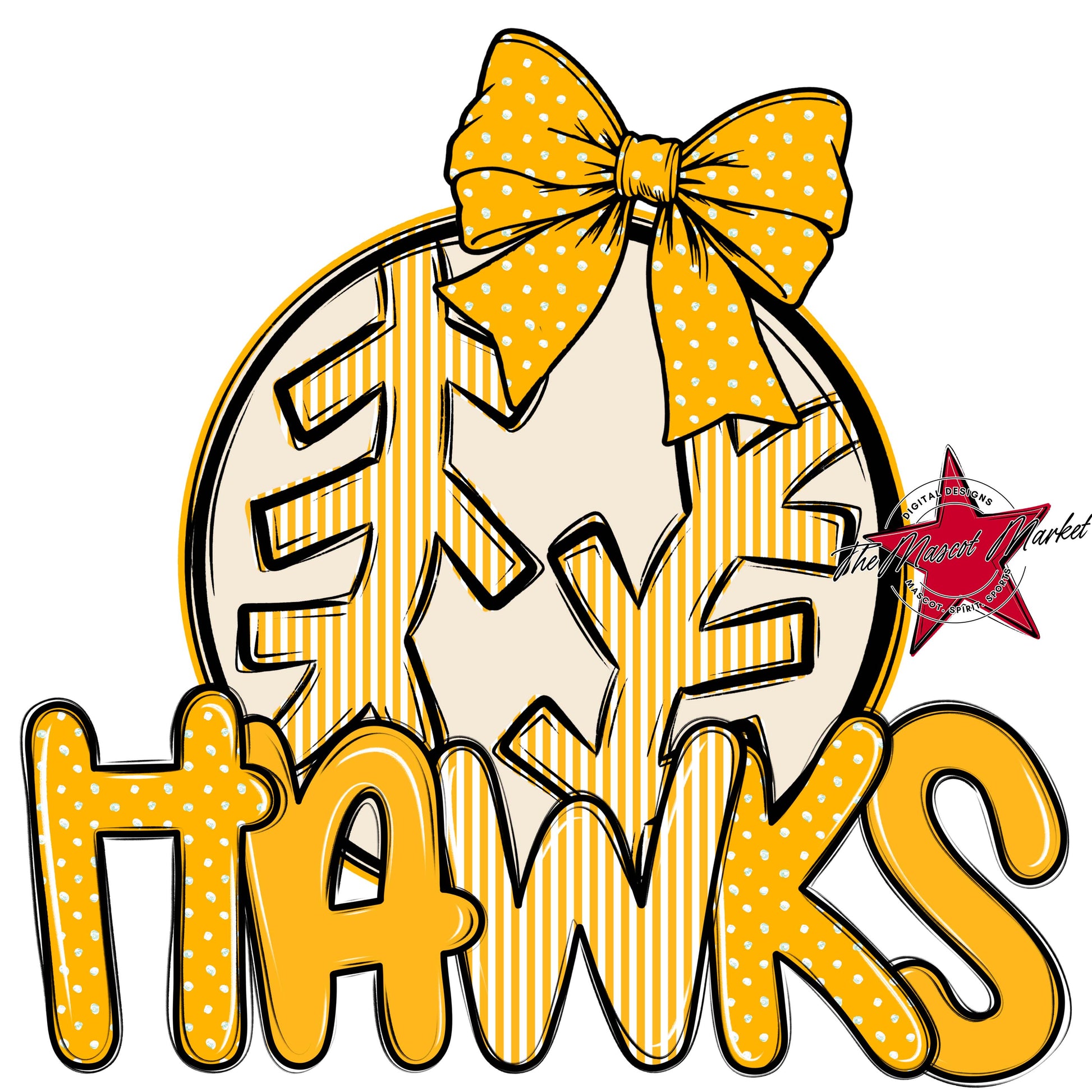 Hawks Baseball-Softball Spirit Design-Yellow