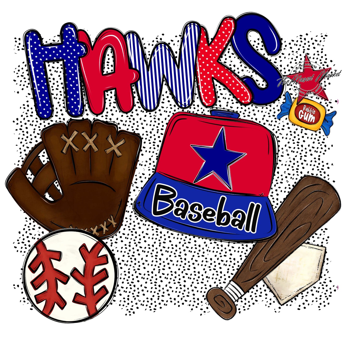 Hawks Baseball Spirit-Blue & Red