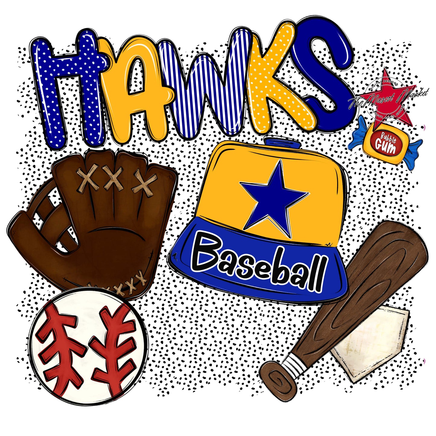 Hawks Baseball Spirit-Blue & Yellow