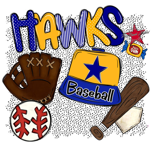 Hawks Baseball Spirit-Blue & Yellow