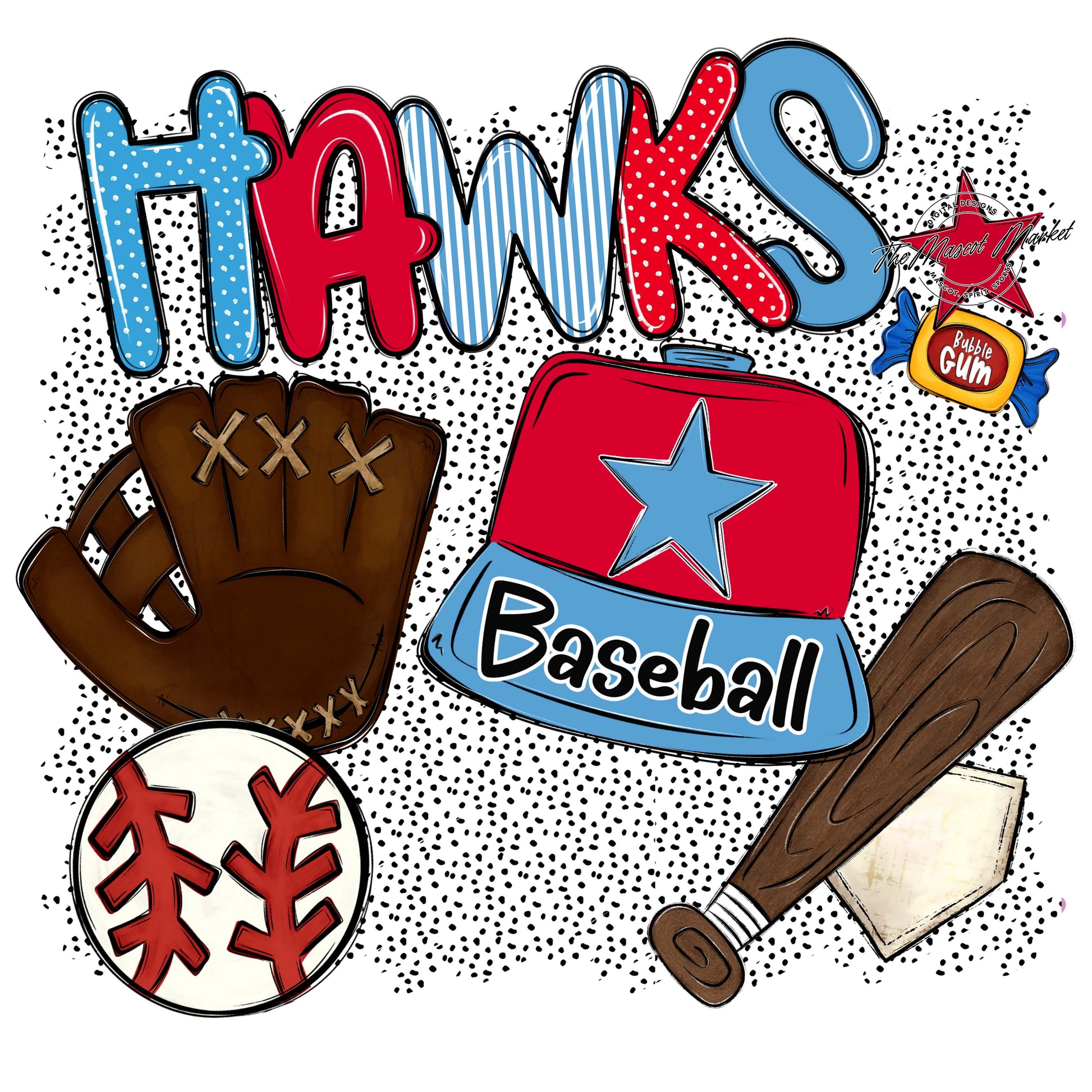 Hawks Baseball Spirit-Carolina Blue & Red