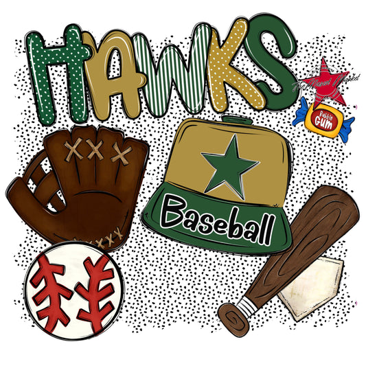 Hawks Baseball Spirit-Green & Gold