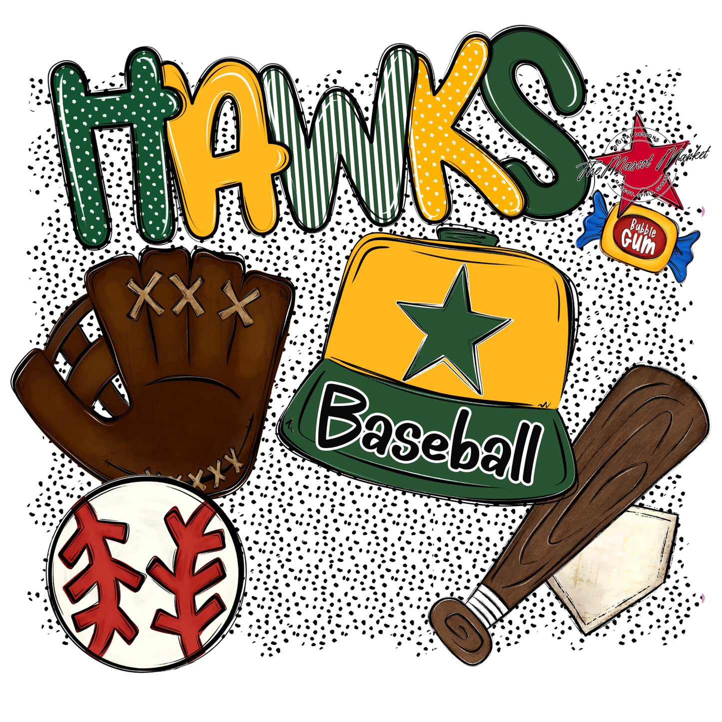 Hawks Baseball Spirit-Green & Yellow