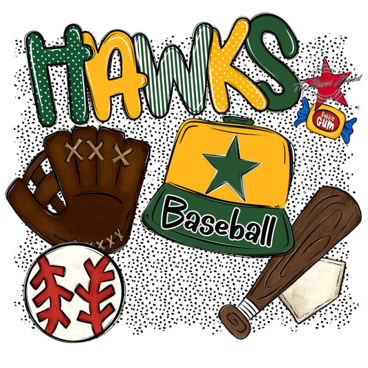 Hawks Baseball Spirit-Green & Yellow