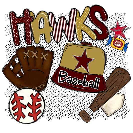 Hawks Baseball Spirit-Maroon & Gold
