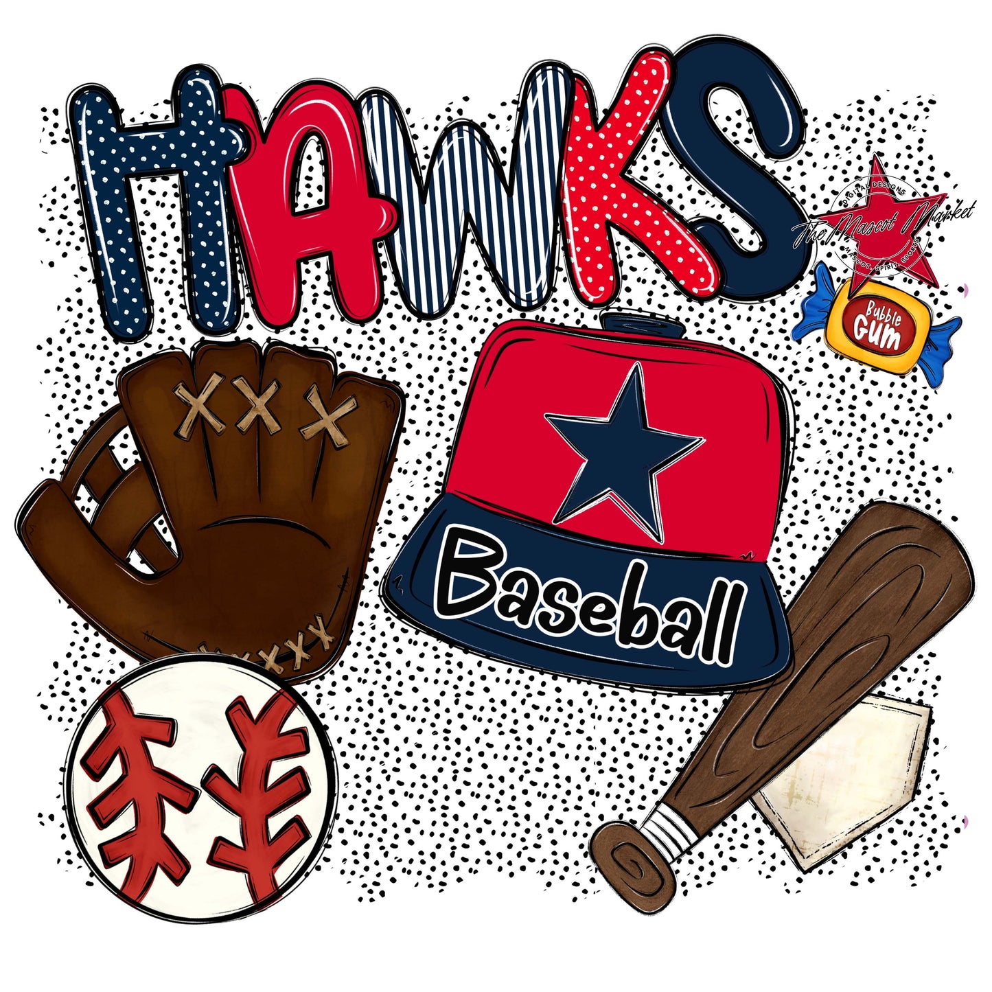 Hawks Baseball Spirit-Navy & Red