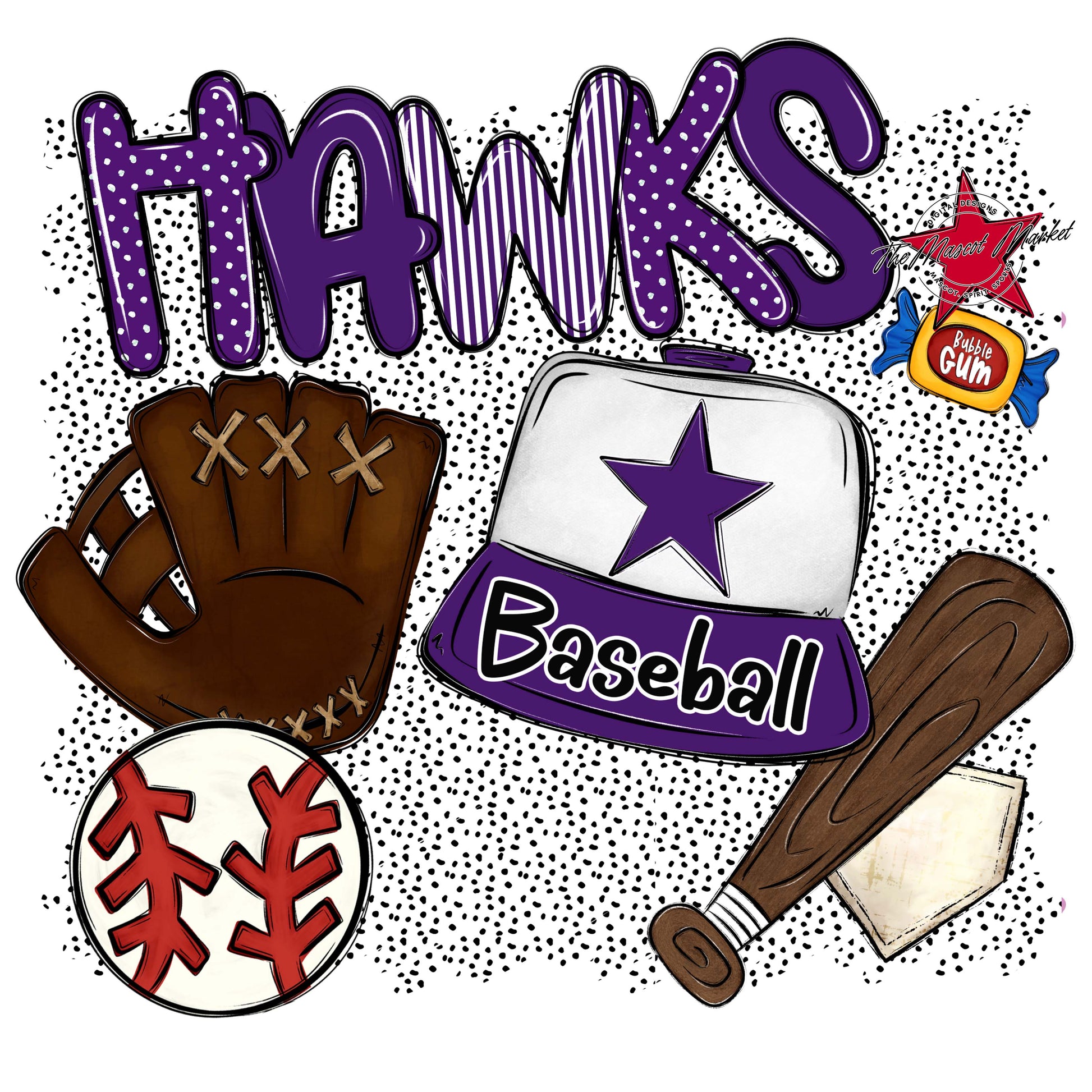 Hawks Baseball Spirit-Purple