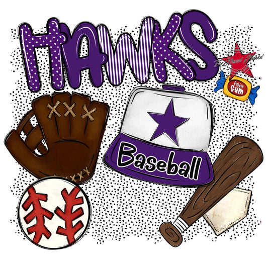 Hawks Baseball Spirit-Purple