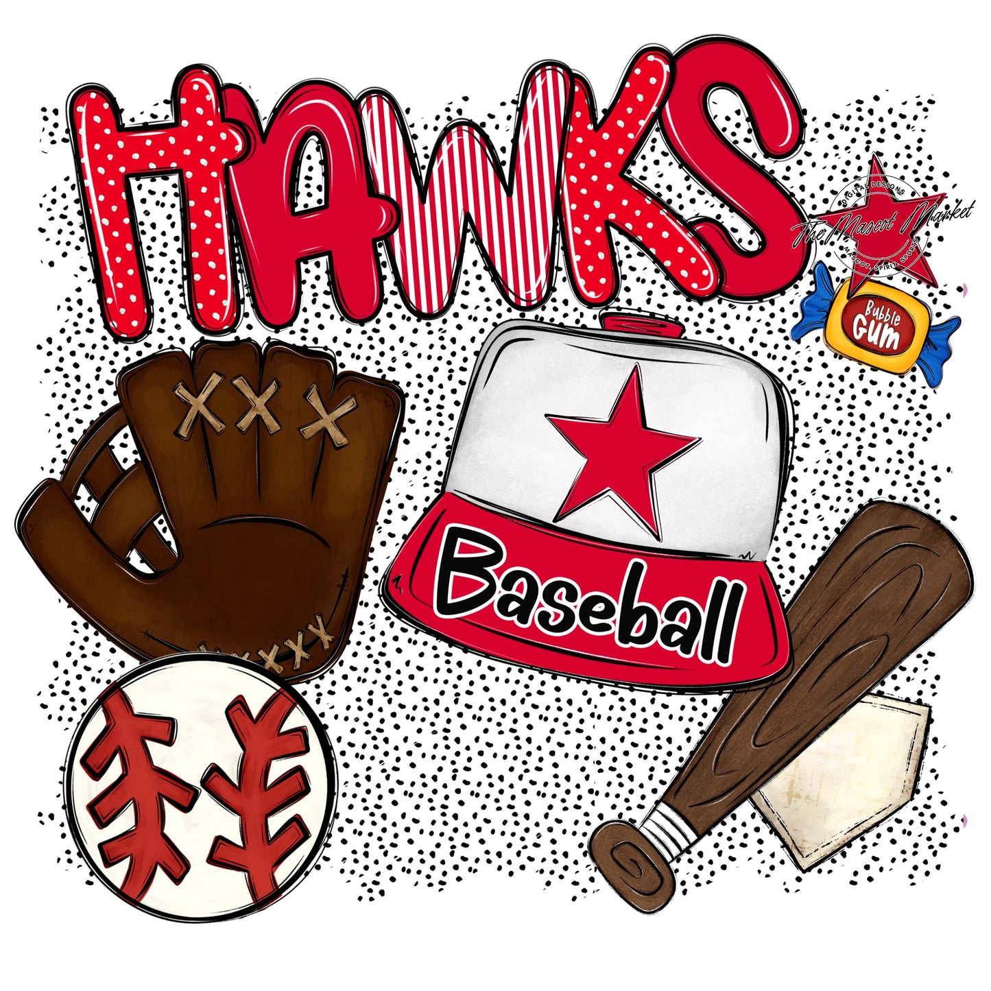 Hawks Baseball Spirit-Red