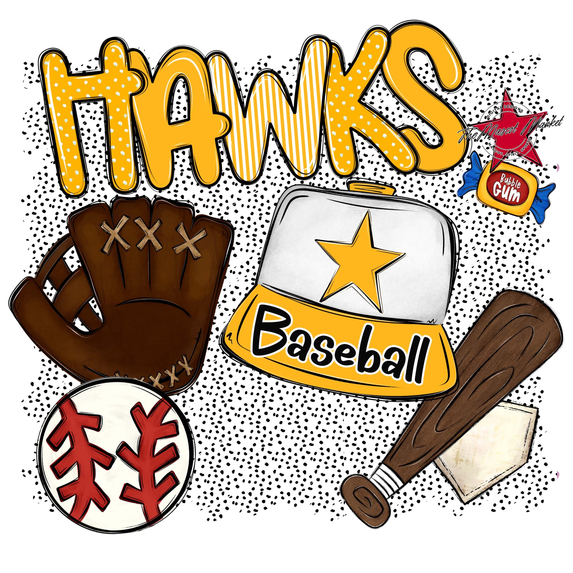Hawks Baseball Spirit-Yellow