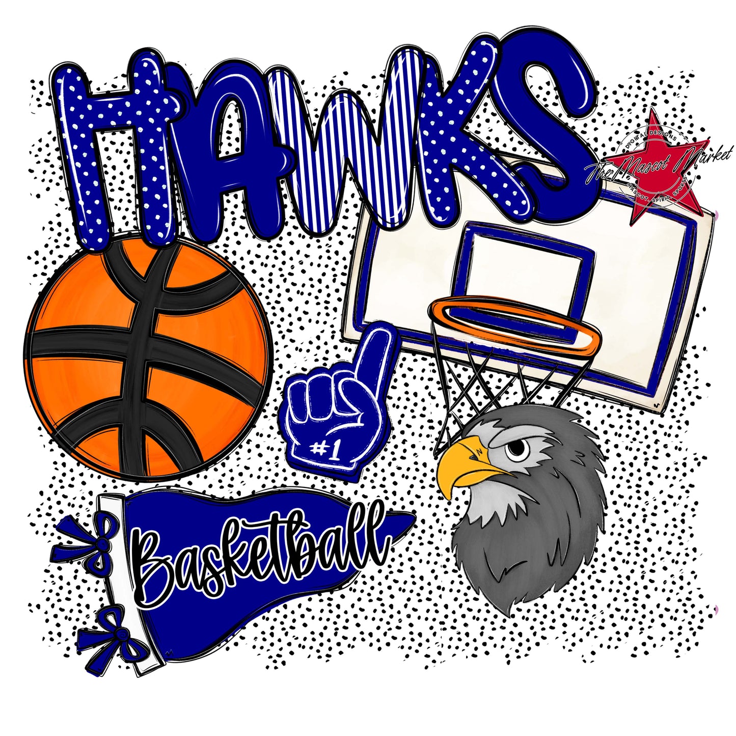 Hawks Basketball Spirit-Blue