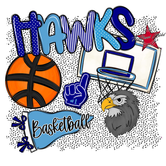 Hawks Basketball Spirit-Blue & Carolina Blue