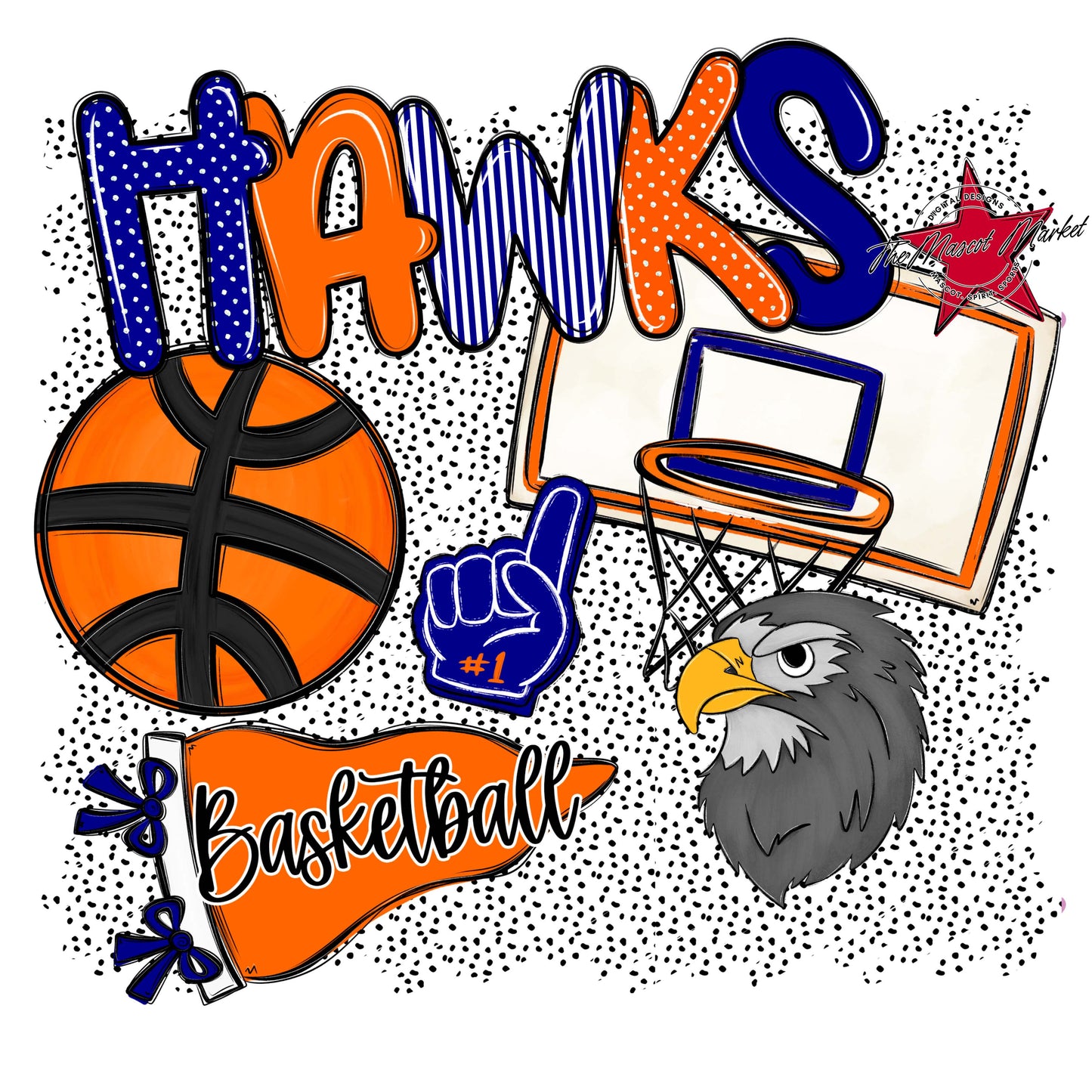 Hawks Basketball Spirit-Blue & Orange