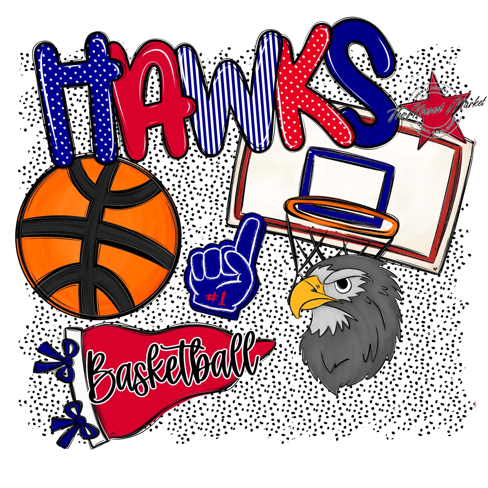 Hawks Basketball Spirit-Blue & Red