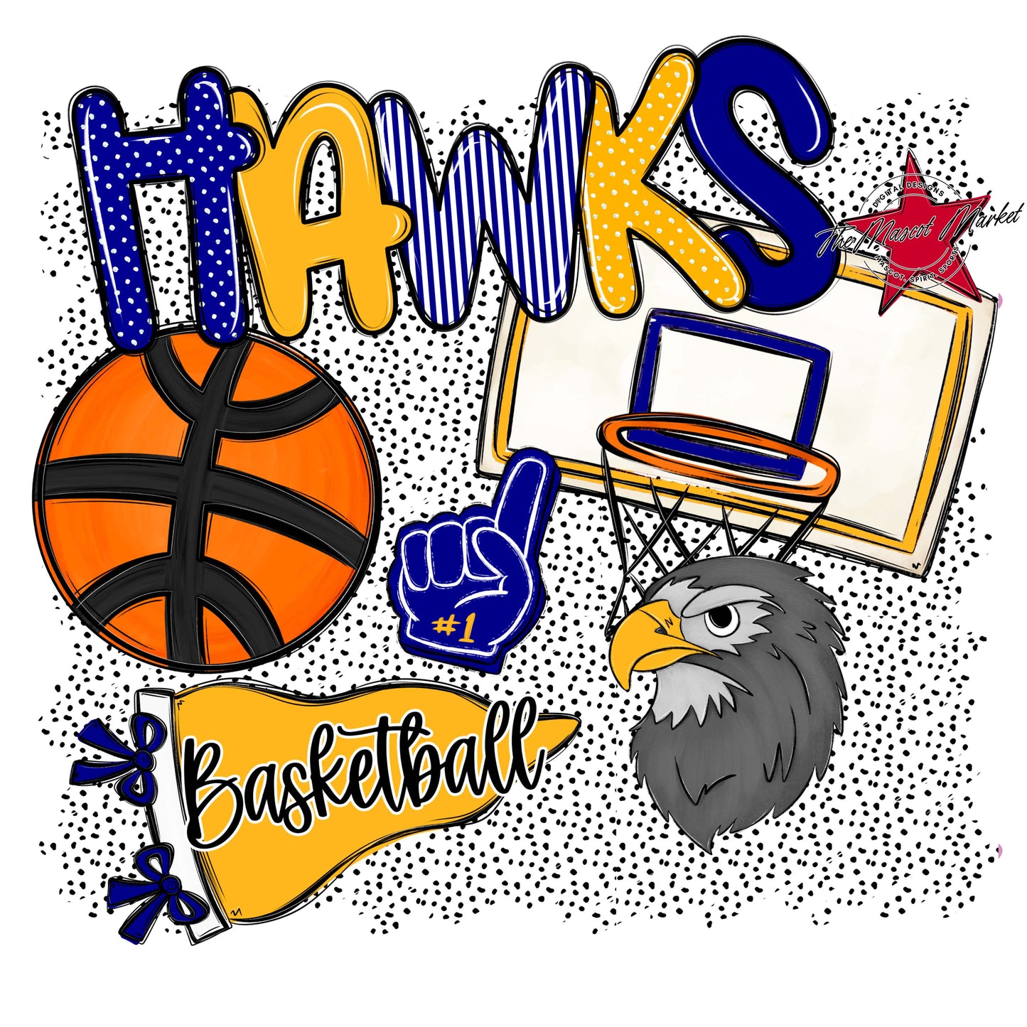 Hawks Basketball Spirit-Blue & Yellow