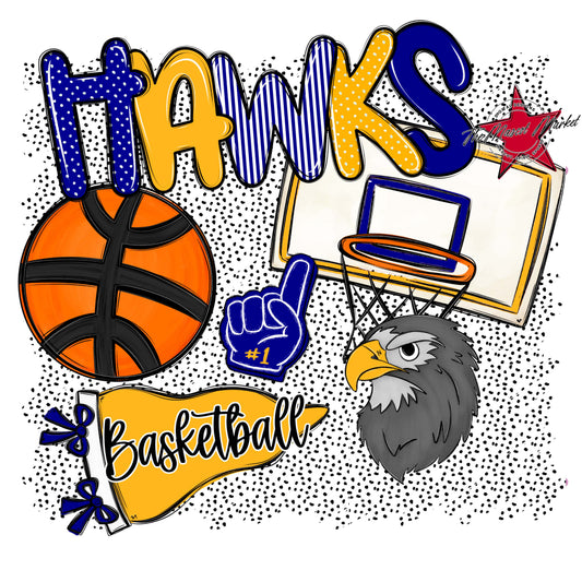 Hawks Basketball Spirit-Blue & Yellow