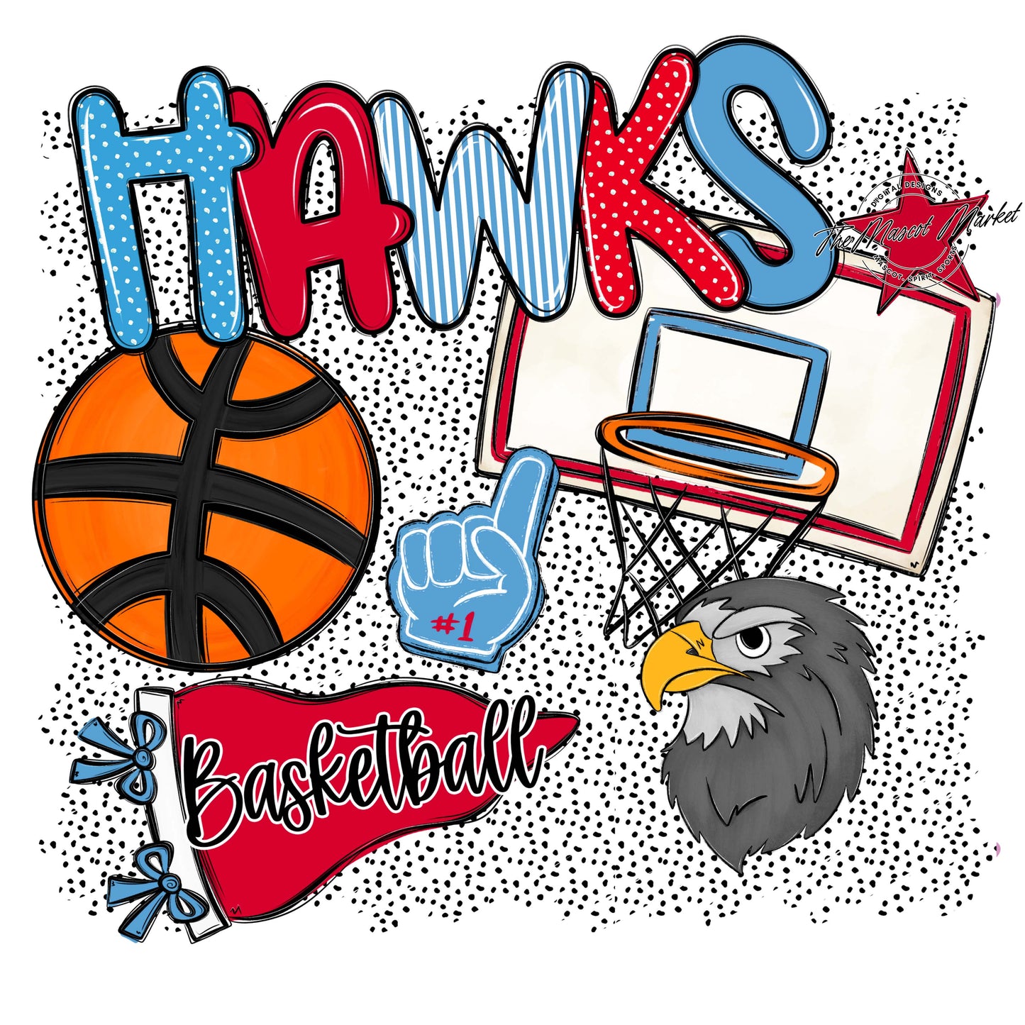 Hawks Basketball Spirit-Carolina Blue & Red