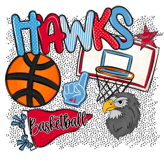 Hawks Basketball Spirit-Carolina Blue & Red