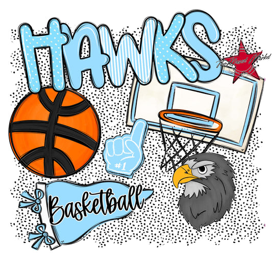 Hawks Basketball Spirit-Columbia Blue