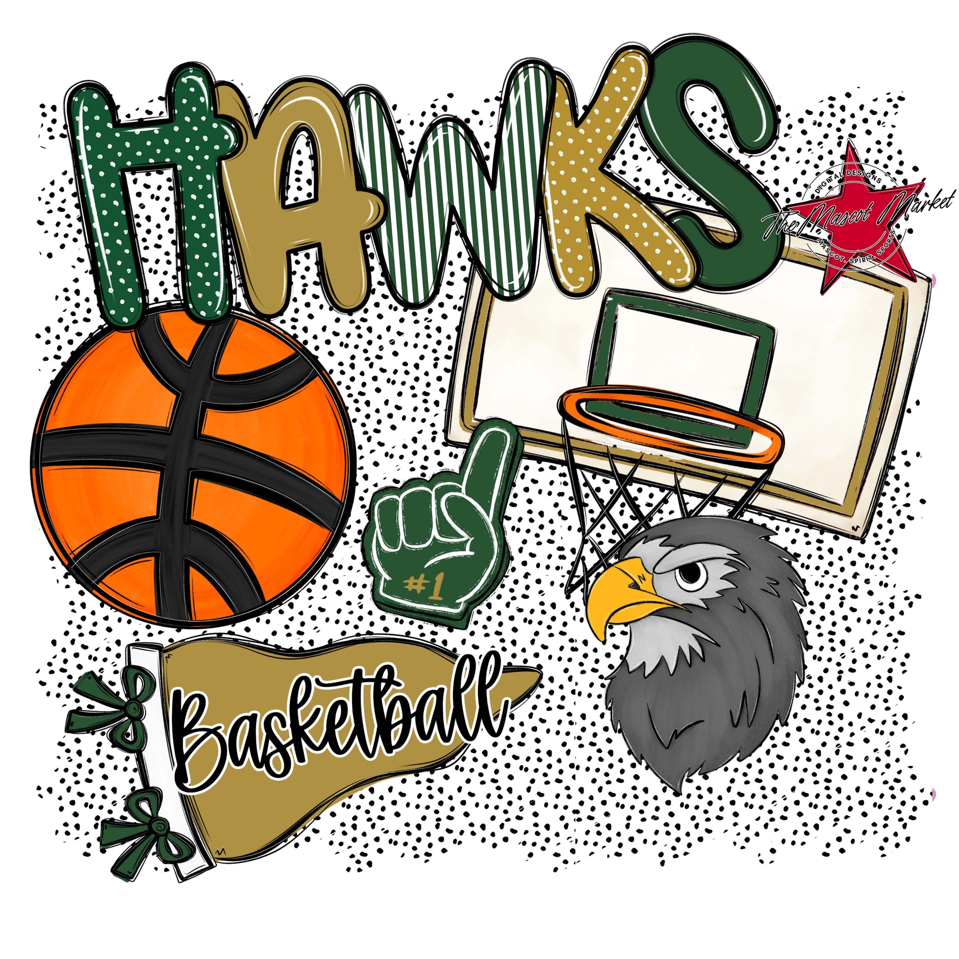 Hawks Basketball Spirit-Green & Gold